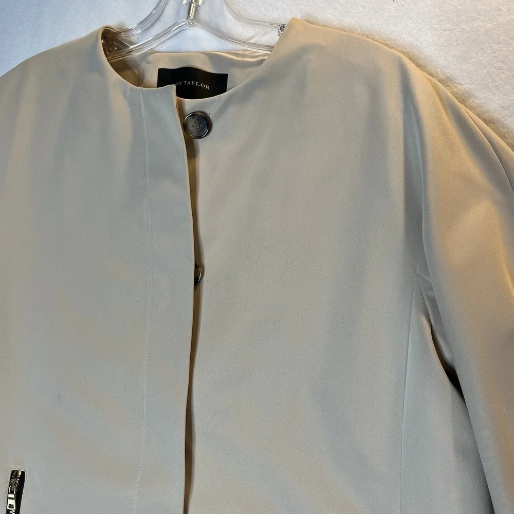 Ann Taylor Ivory Tan Women's Coat Long Dressy Jacket S Quiet‎ Luxury Old Money